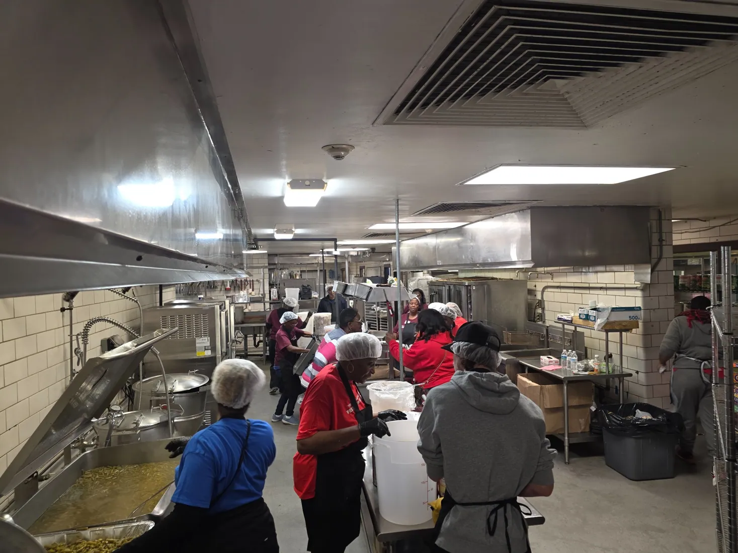 Volunteers working in the kitchen